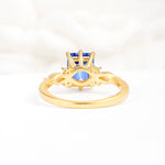 Classic Emerald Cut Leaf Side Accent Sapphire Engagement Ring - Additional view