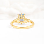 Classic Emerald Cut Leaf Side Accent Fire Opal Engagement Ring - Additional view