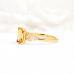 Classic Emerald Cut Leaf Side Accent Citrine Engagement Ring - Additional view