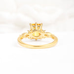 Classic Emerald Cut Leaf Side Accent Citrine Engagement Ring - Additional view