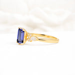 Classic Emerald Cut Leaf Side Accent Tanzanite Engagement Ring - Additional view