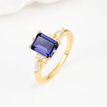 Classic Emerald Cut Leaf Side Accent Tanzanite Engagement Ring - Additional view