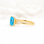 Classic Emerald Cut Leaf Side Accent Turquoise Engagement Ring - Additional view