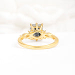 Classic Emerald Cut Leaf Side Accent Black Rutilated Quartz Engagement Ring - Additional view