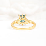 Classic Emerald Cut Leaf Side Accent Moss Agate Engagement Ring - Additional view