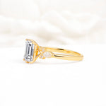 Classic Emerald Cut Leaf Side Accent Lab Diamond Engagement Ring - Additional view