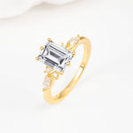 Classic Emerald Cut Leaf Side Accent Lab Diamond Engagement Ring - Additional view