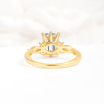 Classic Emerald Cut Leaf Side Accent Lab Diamond Engagement Ring - Additional view