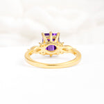 Classic Emerald Cut Leaf Side Accent Amethyst Engagement Ring - Additional view