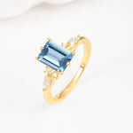 Classic Emerald Cut Leaf Side Accent Aquamarine Engagement Ring - Additional view
