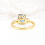 Classic Emerald Cut Leaf Side Accent Aquamarine Engagement Ring - Additional view