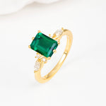 Classic Emerald Cut Leaf Side Accent Emerald Engagement Ring - Additional view