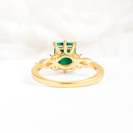 Classic Emerald Cut Leaf Side Accent Emerald Engagement Ring - Additional view