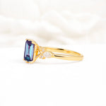 Classic Emerald Cut Leaf Side Accent Alexandrite Engagement Ring - Additional view