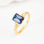 Classic Emerald Cut Leaf Side Accent Alexandrite Engagement Ring - Additional view