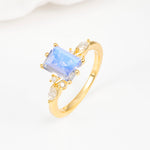 Classic Emerald Cut Leaf Side Accent Moonstone Engagement Ring - Additional view