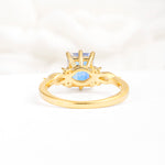 Classic Emerald Cut Leaf Side Accent Moonstone Engagement Ring - Additional view