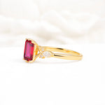Classic Emerald Cut Leaf Side Accent Ruby Engagement Ring - Additional view
