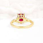 Classic Emerald Cut Leaf Side Accent Ruby Engagement Ring - Additional view