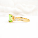 Classic Emerald Cut Leaf Side Accent Peridot Engagement Ring - Additional view