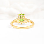 Classic Emerald Cut Leaf Side Accent Peridot Engagement Ring - Additional view