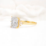 Classic Emerald Cut Baguette Side Cluster Moissanite Engagement Ring - Additional view