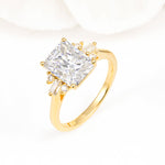 Classic Emerald Cut Baguette Side Cluster Moissanite Engagement Ring - Additional view