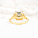 Classic Emerald Cut Baguette Side Cluster Moissanite Engagement Ring - Additional view