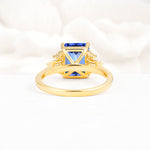 Classic Emerald Cut Baguette Side Cluster Sapphire Engagement Ring - Additional view