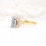 Classic Emerald Cut Baguette Side Cluster Lab Diamond Engagement Ring - Additional view