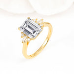 Classic Emerald Cut Baguette Side Cluster Lab Diamond Engagement Ring - Additional view