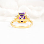 Classic Emerald Cut Baguette Side Cluster Amethyst Engagement Ring - Additional view