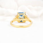 Classic Emerald Cut Baguette Side Cluster Aquamarine Engagement Ring - Additional view