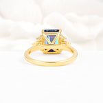 Classic Emerald Cut Baguette Side Cluster Alexandrite Engagement Ring - Additional view