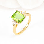 Classic Emerald Cut Baguette Side Cluster Peridot Engagement Ring - Additional view