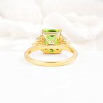 Classic Emerald Cut Baguette Side Cluster Peridot Engagement Ring - Additional view