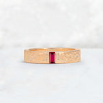 Baguette Cut Ruby Hammered Wedding Band - Additional view