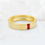 Baguette Cut Ruby Hammered Wedding Band - Additional view
