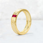 Baguette Cut Ruby Hammered Wedding Band - Additional view