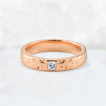 Princess Cut Moissanite Hammered Flush-Set Wedding Band - Additional view