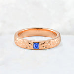 Princess Cut Sapphire Hammered Flush-Set Wedding Band - Additional view
