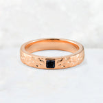 Princess Cut Black Onyx Hammered Flush-Set Wedding Band - Additional view