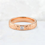 Princess Cut Lab Diamond Hammered Flush-Set Wedding Band - Additional view