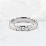 Princess Cut Moissanite Hammered Flush-Set Wedding Band - Additional view