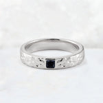Princess Cut Black Onyx Hammered Flush-Set Wedding Band - Additional view