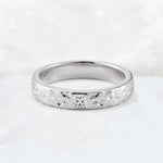 Princess Cut Lab Diamond Hammered Flush-Set Wedding Band - Additional view