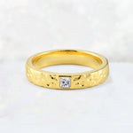 Princess Cut Moissanite Hammered Flush-Set Wedding Band - Additional view