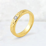 Princess Cut Moissanite Hammered Flush-Set Wedding Band - Additional view