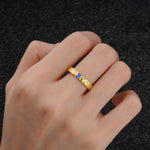 Princess Cut Sapphire Hammered Flush-Set Wedding Band - Additional view