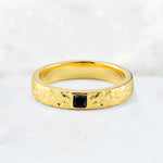 Princess Cut Black Onyx Hammered Flush-Set Wedding Band - Additional view